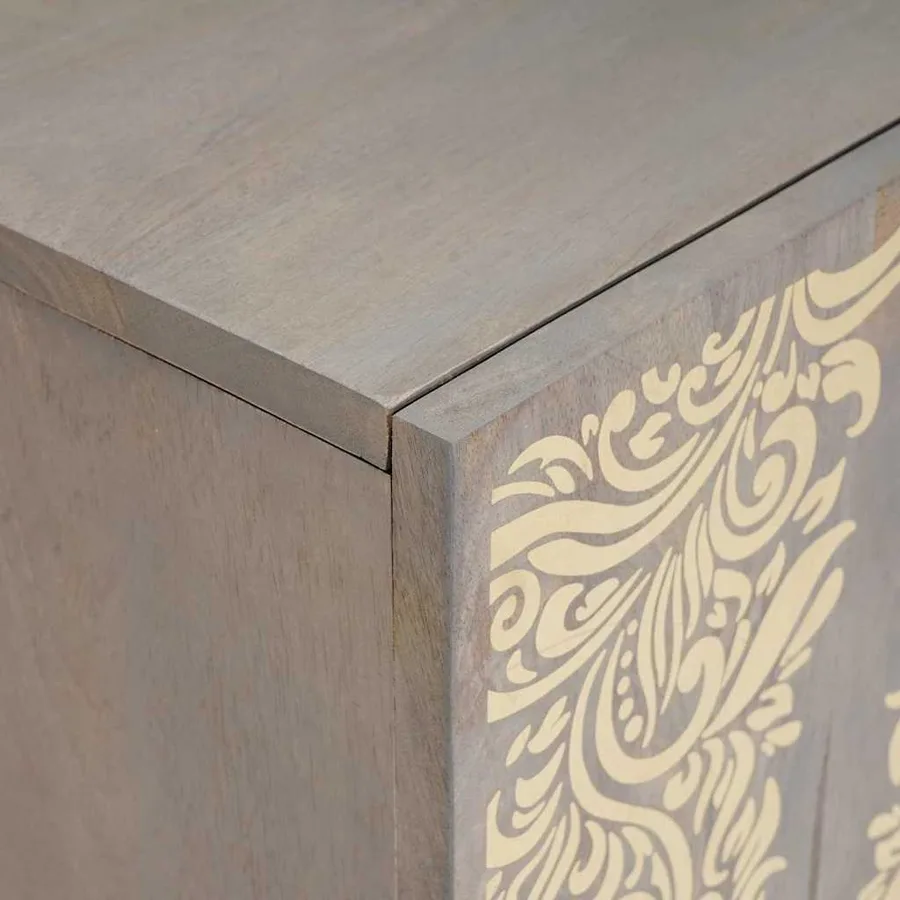 Meuble TV Gris 105 x 33 x 46 cm Bois de mangue massif - 6