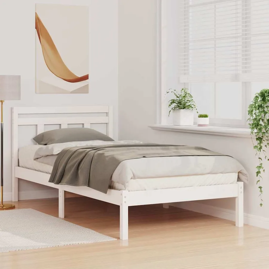 Cadre de lit Blanc 75 x 190 cm Pin massif - 3