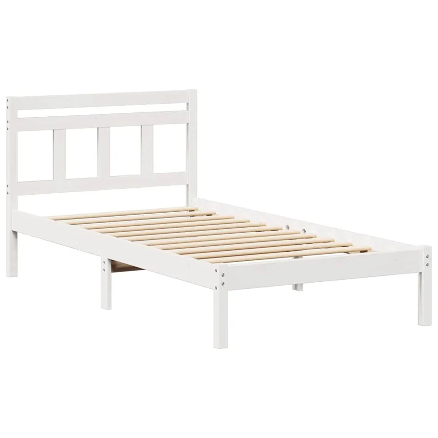 Cadre de lit Blanc 75 x 190 cm Pin massif - 4