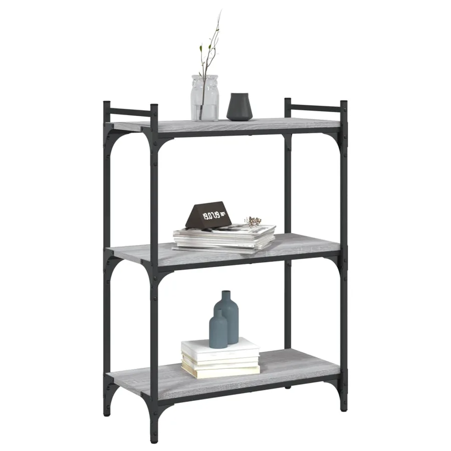 Bibliothèque 3 niveaux sonoma gris 60x30x86cm bois d'ingénierie - 3