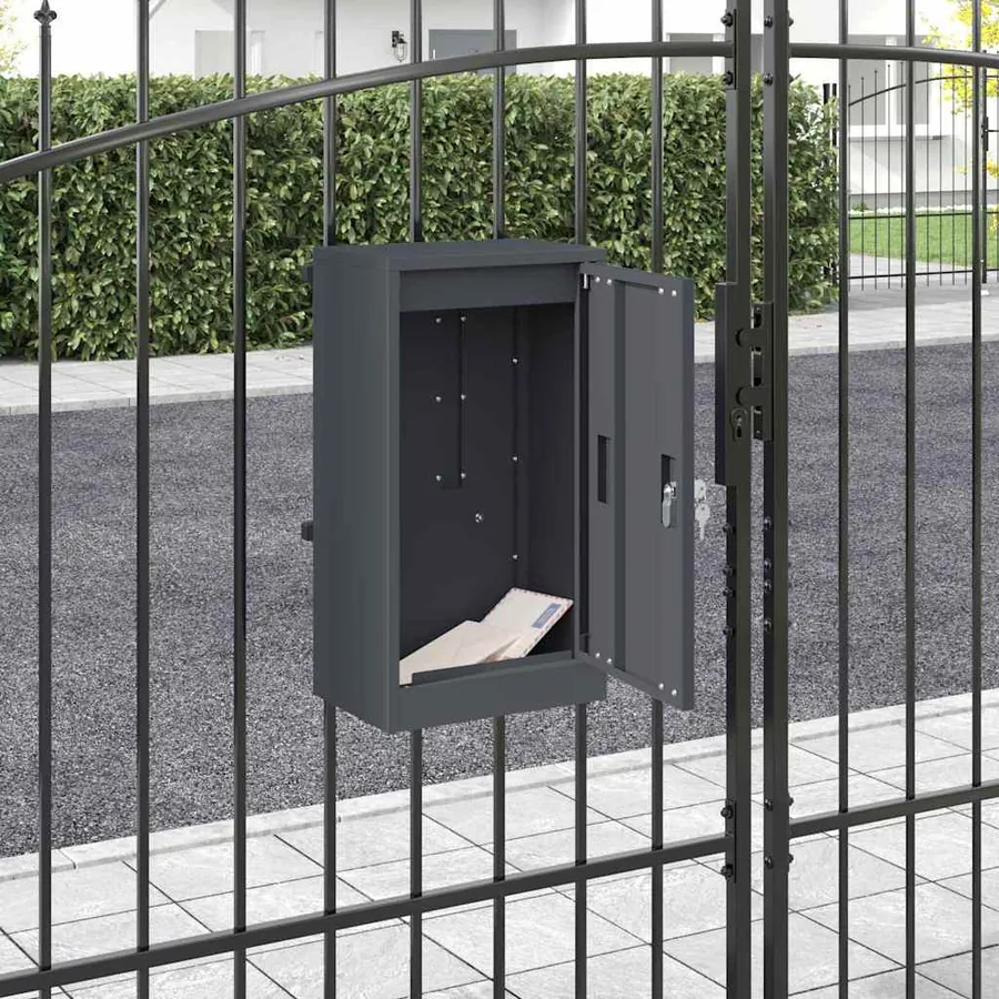 boîte aux lettres avec porte Anthracite 30 x 20 x 55 cm Acier