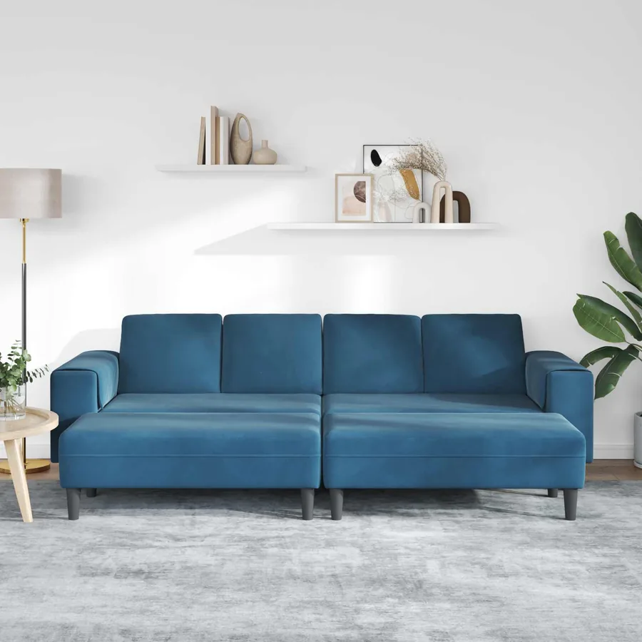 Canapé de salon 3 pcs Bleu 250 x 188 x 76 cm - 3