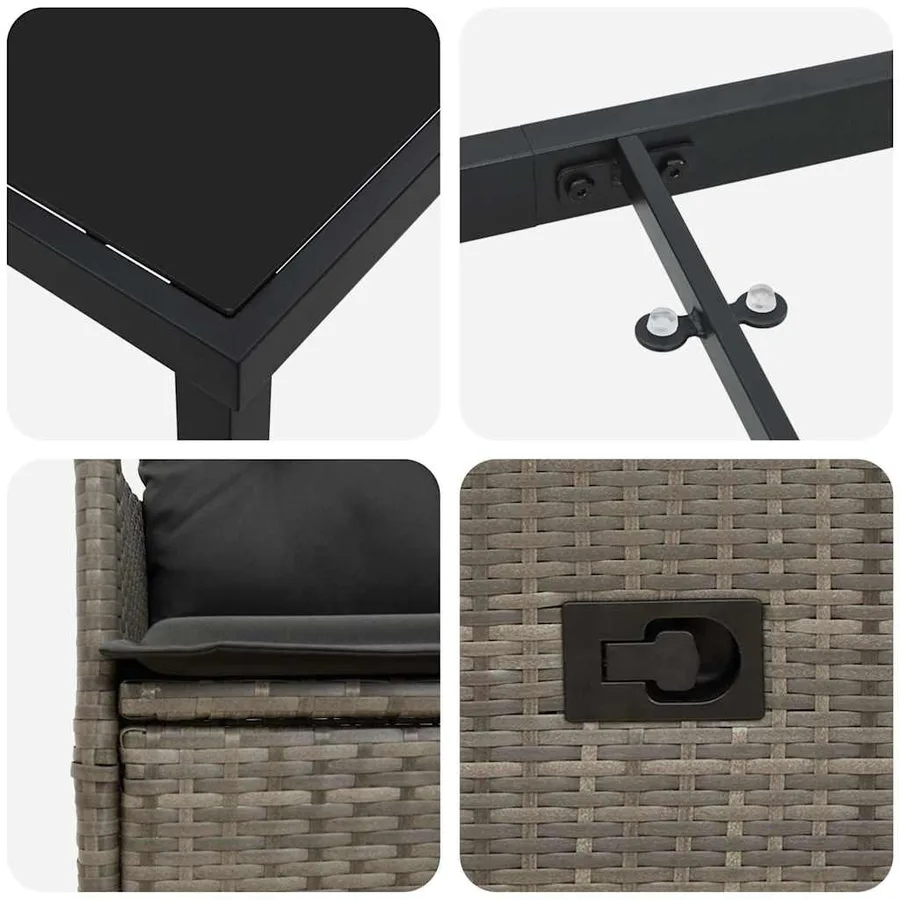 Ensemble de salle à manger pour jardin 9 pcs Gris polyrotin - 9