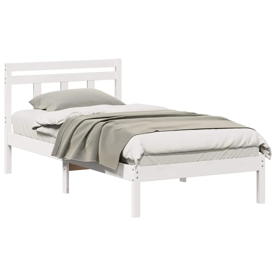 Cadre de lit Blanc 90 x 200 cm Pin massif - 2