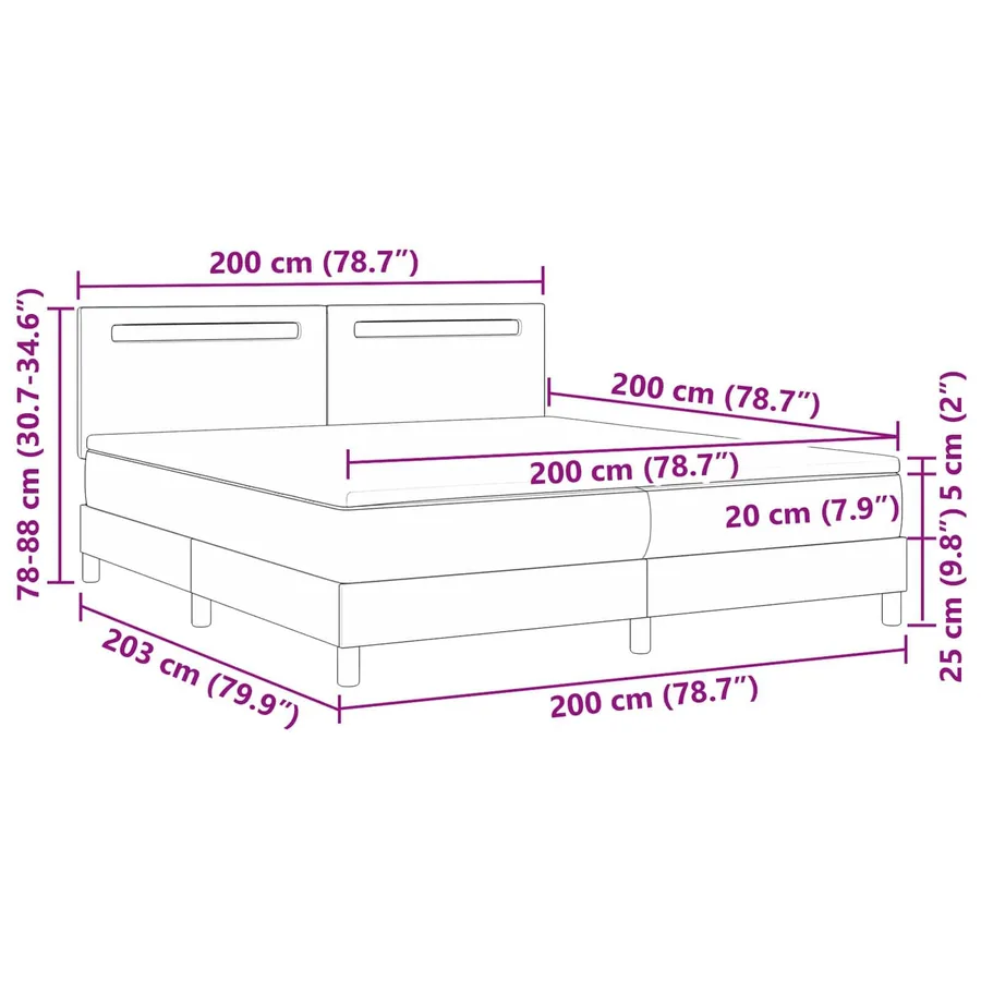 Lit à ressorts avec matelas Noir 200 x 200 cm Simili cuir - 13