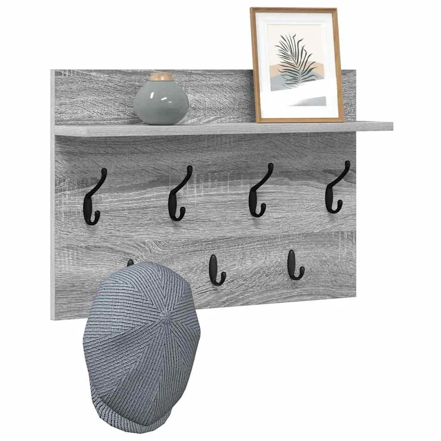 Porte-manteau mural avec étagère Gris Sonoma 60 x 40 x 12 cm - 3
