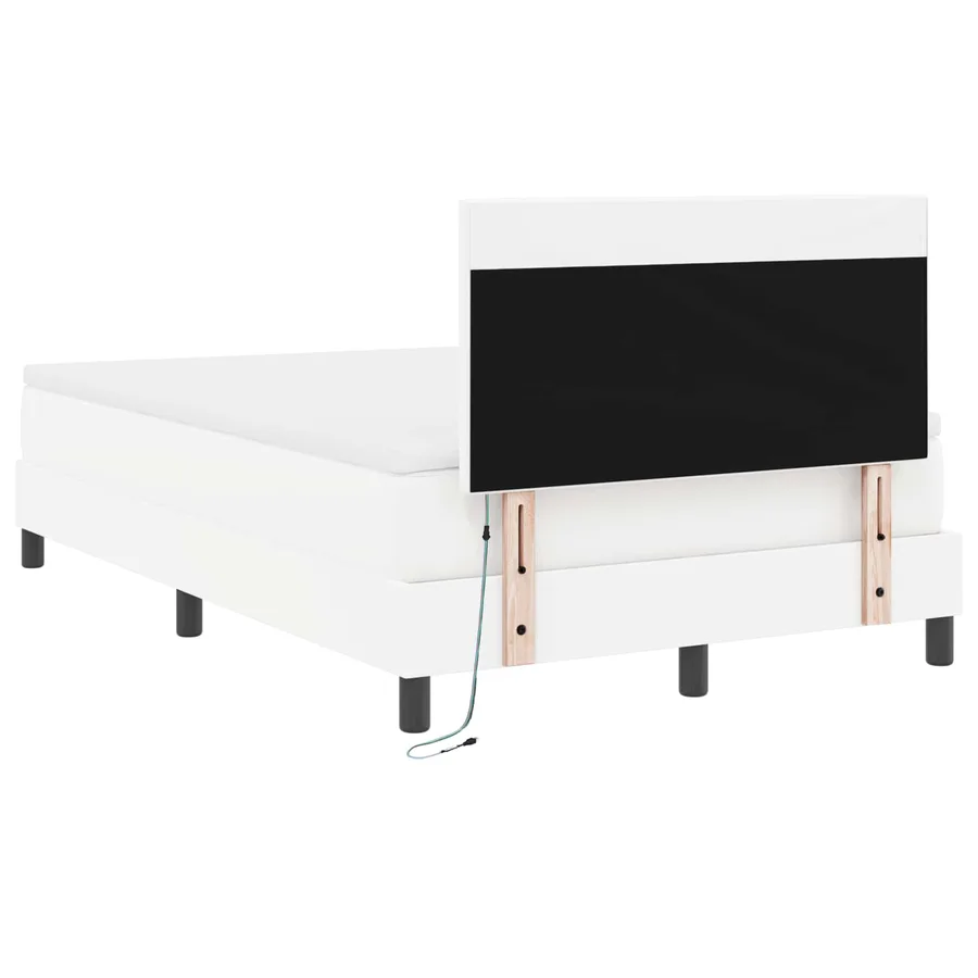 Lit à ressorts avec matelas Blanc 120 x 200 cm Simili cuir - 10