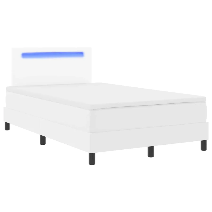 Lit à ressorts avec matelas Blanc 120 x 200 cm Simili cuir - 5