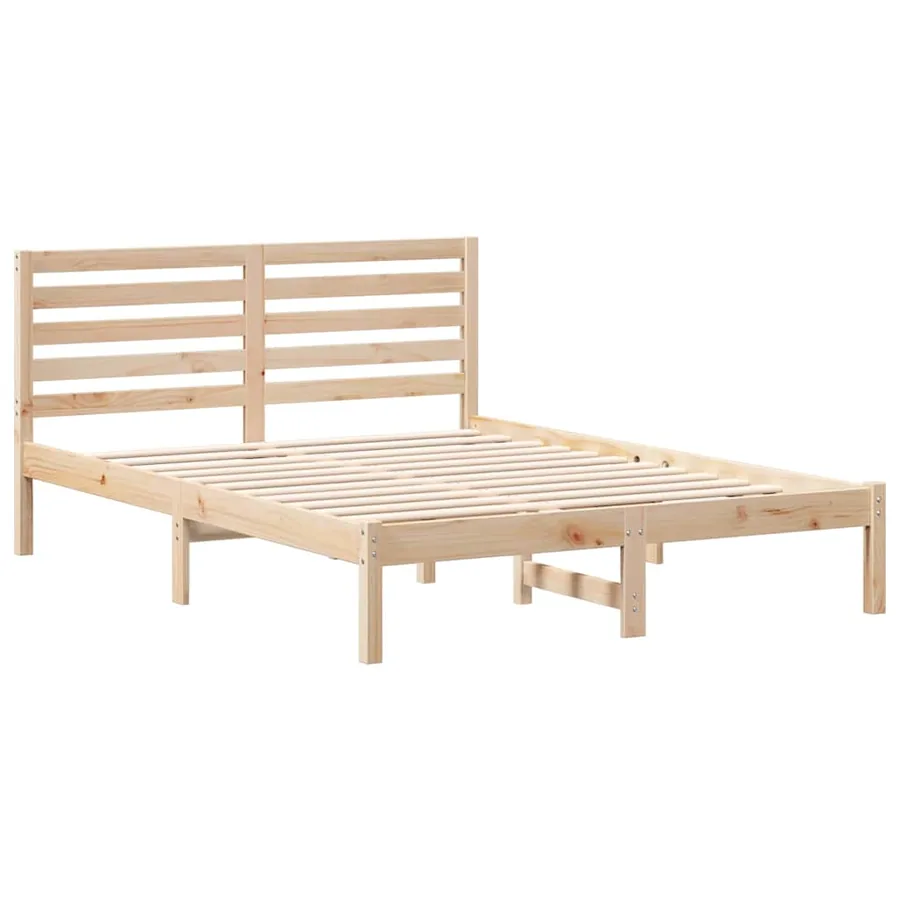 Cadre de lit avec tête de lit Marron 135 x 190 cm Pin massif - 4