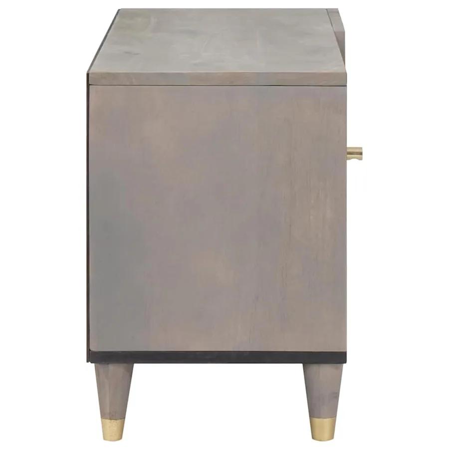 Meuble TV avec porte Gris 80 x 33 x 46 cm Bois de mangue massif - 4
