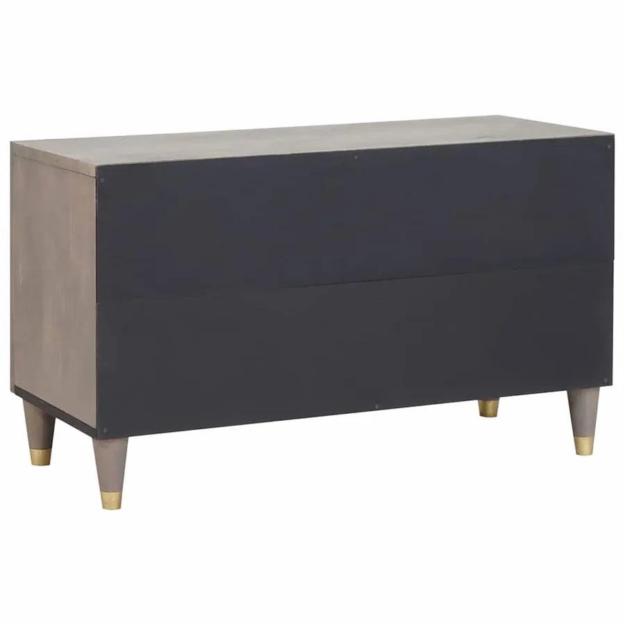 Meuble TV avec porte Gris 80 x 33 x 46 cm Bois de mangue massif - 5