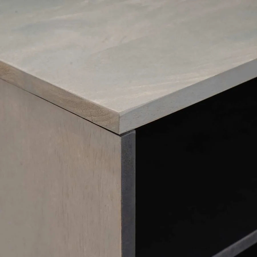Meuble TV avec porte Gris 80 x 33 x 46 cm Bois de mangue massif - 6