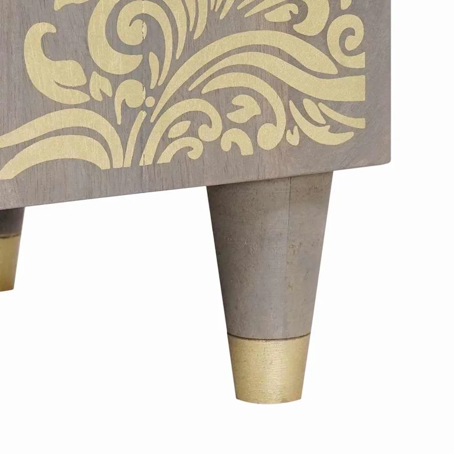 Meuble TV avec porte Gris 80 x 33 x 46 cm Bois de mangue massif - 8