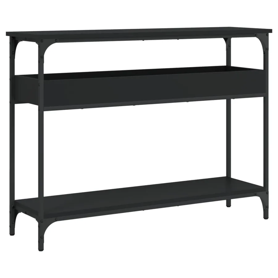 Table console avec étagère noir 100x29x75 cm bois d'ingénierie - 2