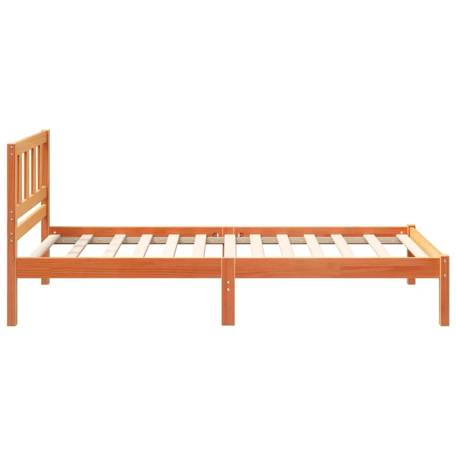 Cadre de lit avec tête de lit Brun cire 75 x 190 cm Pin massif - 5