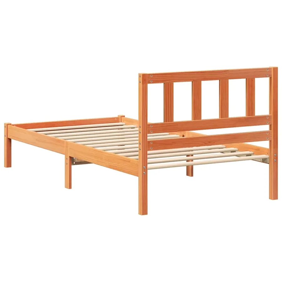 Cadre de lit avec tête de lit Brun cire 75 x 190 cm Pin massif - 6