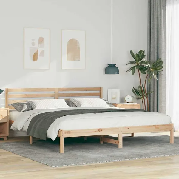 Cadre de lit avec tête de lit Marron 180 x 200 cm Pin massif