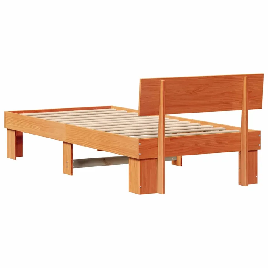 Cadre de lit avec tête de lit Brun cire 80 x 200 cm Pin massif - 7