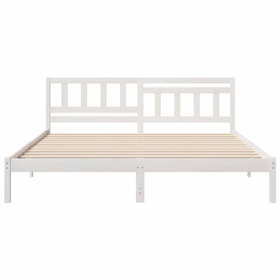 Cadre de lit avec tête de lit Blanc 200 x 200 cm Pin massif - 4