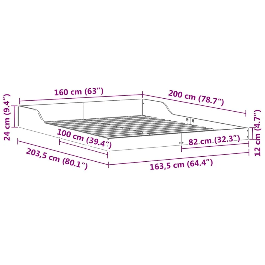 Cadre de lit Marron 160 x 200 cm Pin massif - 10