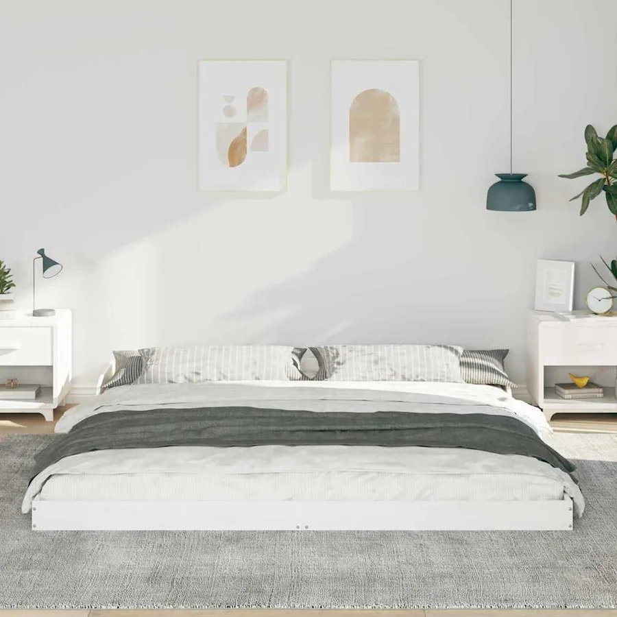 Cadre de lit Blanc 180 x 200 cm Pin massif - 3