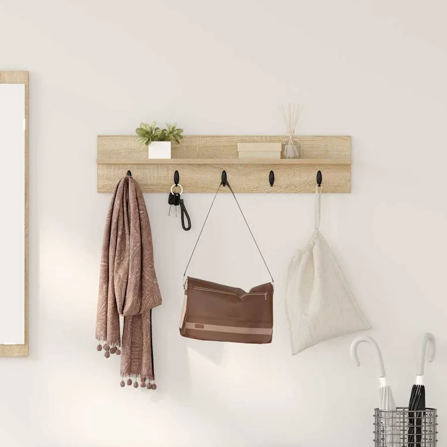 Porte-manteau mural Chêne Sonoma 80 x 10,5 x 18 cm