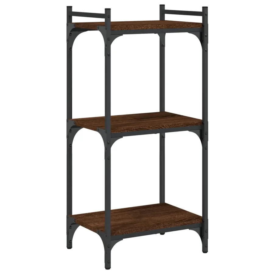 Bibliothèque 3 niveaux chêne brun 40x30x86 cm bois d'ingénierie - 2