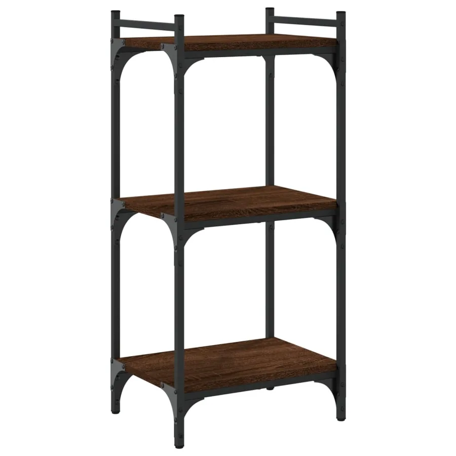 Bibliothèque 3 niveaux chêne brun 40x30x86 cm bois d'ingénierie - 6