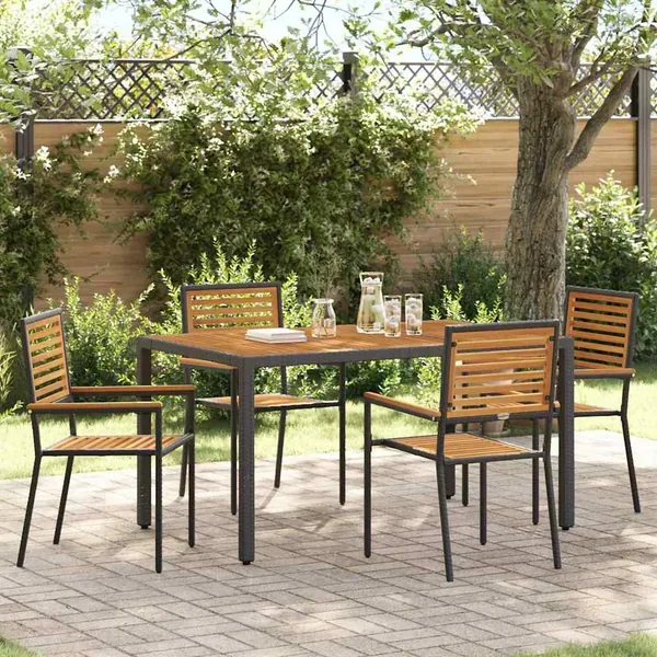 Chaises empilables de jardin 4 pcs Marron et Noir