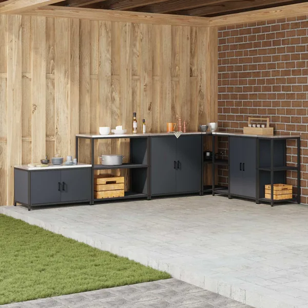Rangement de cuisine HATTEM Anthracite 90 x 50 x 92 cm Acier