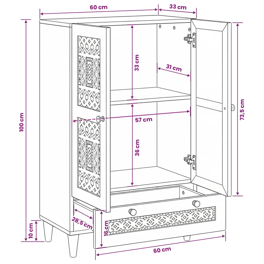 Haut Armoire Marron clair 60 x 33 x 100 cm - 11