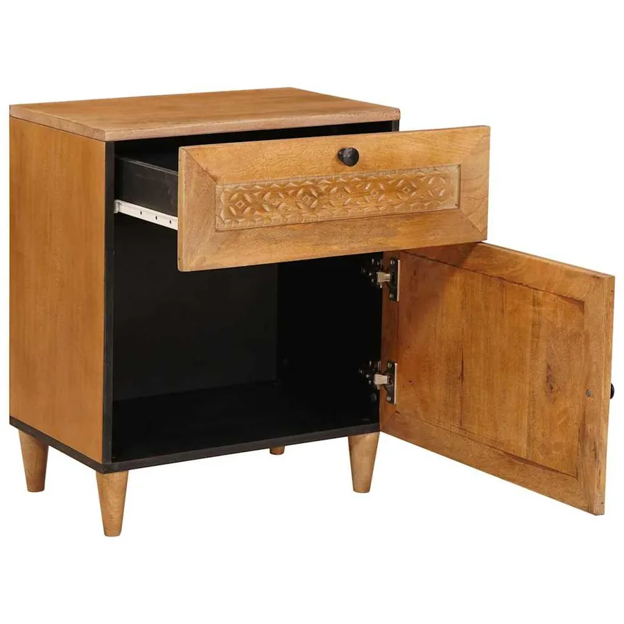 Table de chevet Marron Clair 50 x 33 x 60 cm Bois d'ingénierie - 2