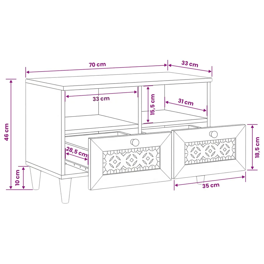Unites TV Marron Clair 70 x 33 x 46 cm Bois d'ingénierie - 11