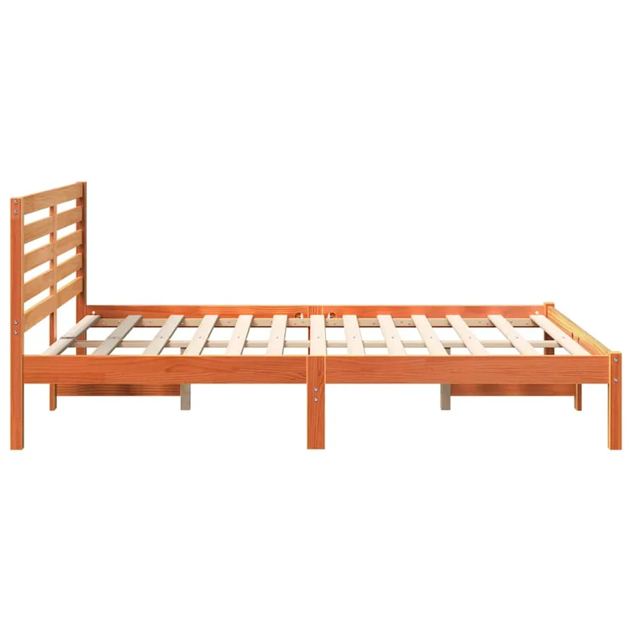 Cadre de lit avec tête de lit Brun cire 120 x 200 cm Pin massif - 6