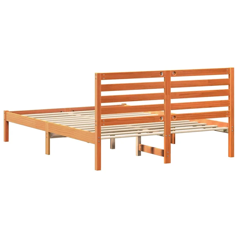 Cadre de lit avec tête de lit Brun cire 120 x 200 cm Pin massif - 7