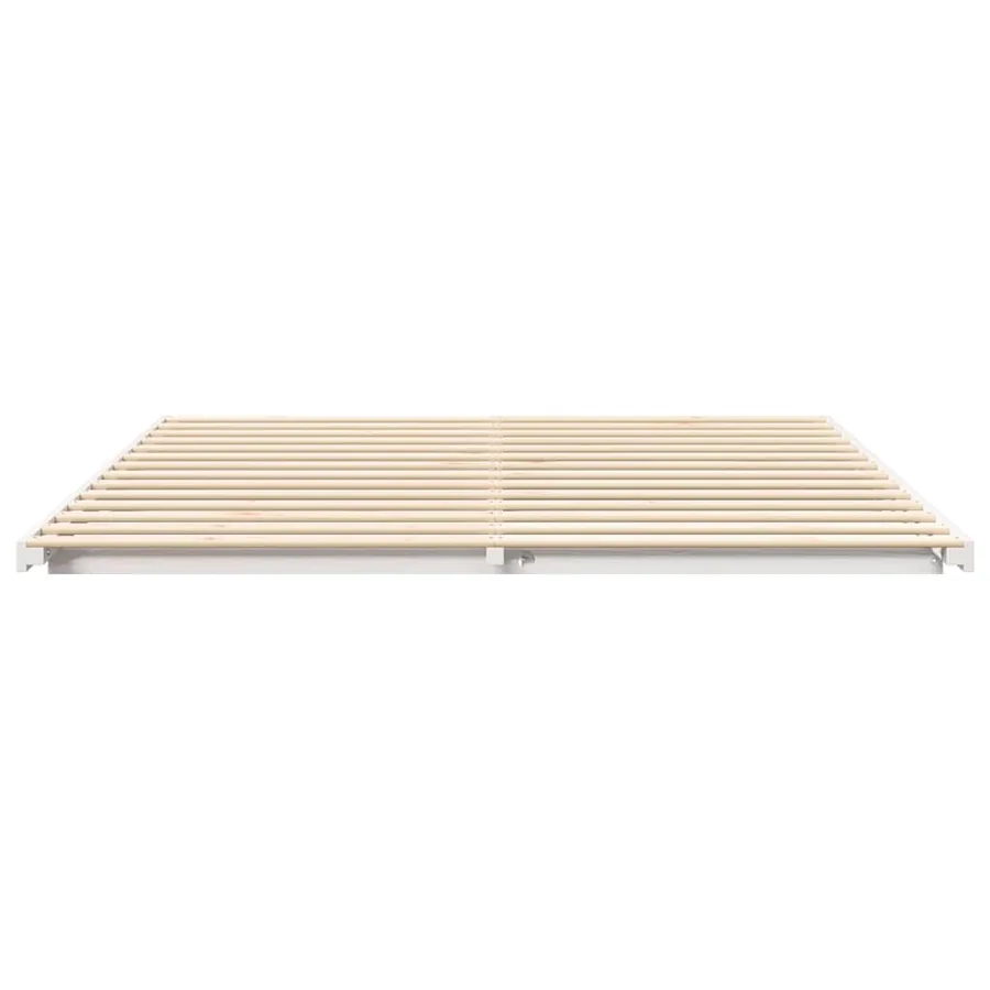 Cadre de lit Blanc 200 x 210 cm Pin massif - 5