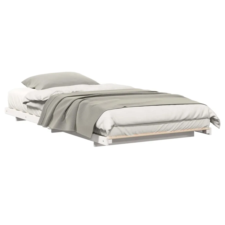 Cadre de lit Blanc 90 x 220 cm Pin massif - 2