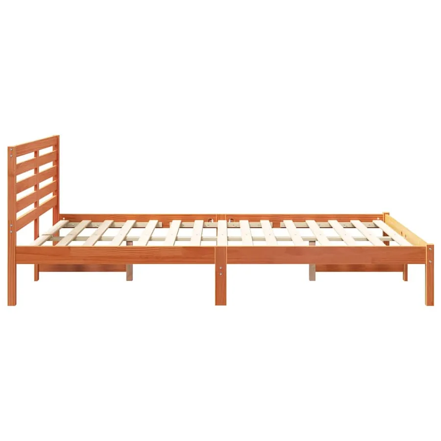 Cadre de lit avec tête de lit Brun cire 140 x 220 cm Pin massif - 6