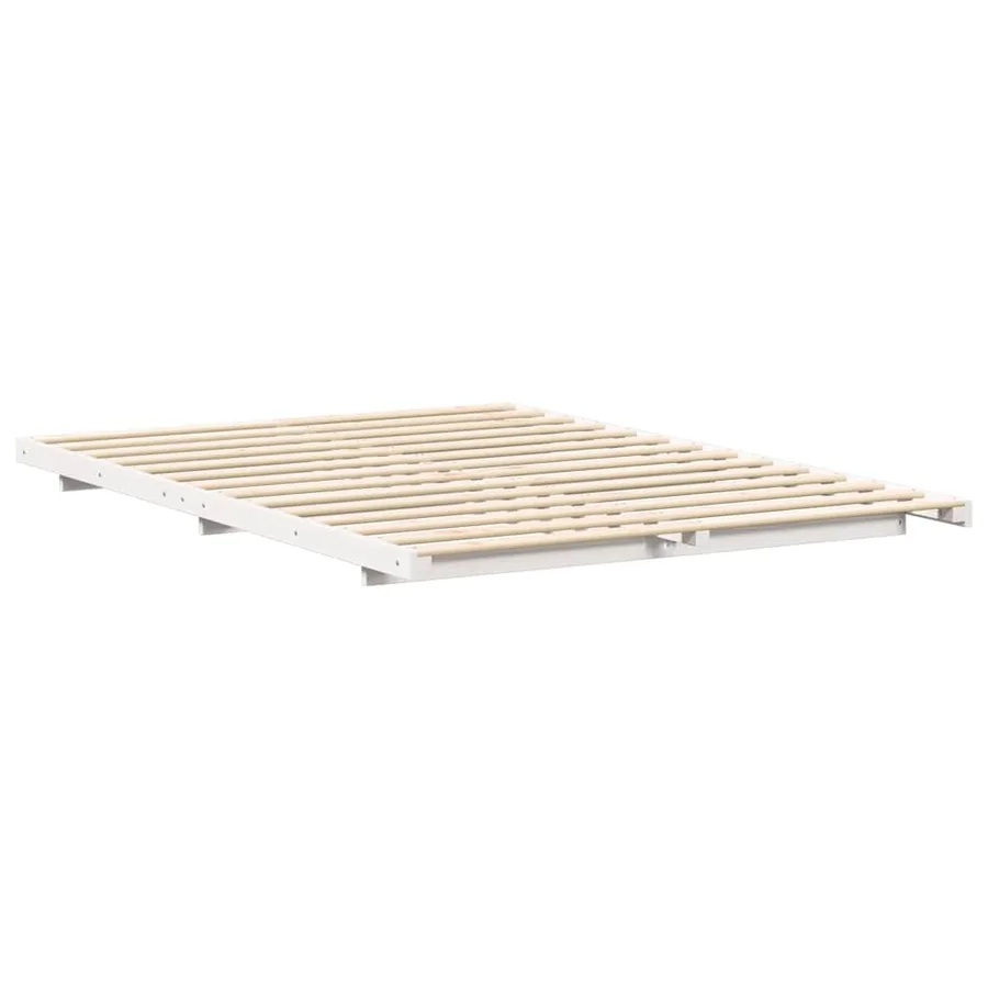 Cadre de lit Blanc 140 x 210 cm Pin massif - 4