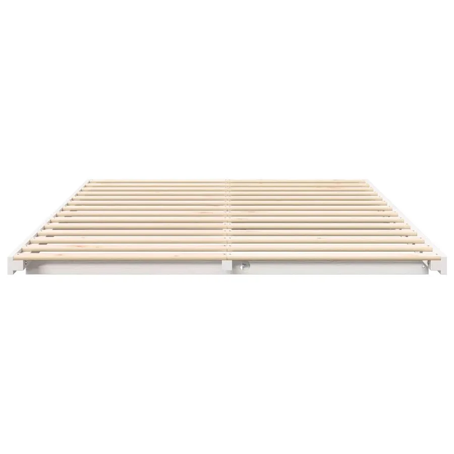 Cadre de lit Blanc 140 x 210 cm Pin massif - 5
