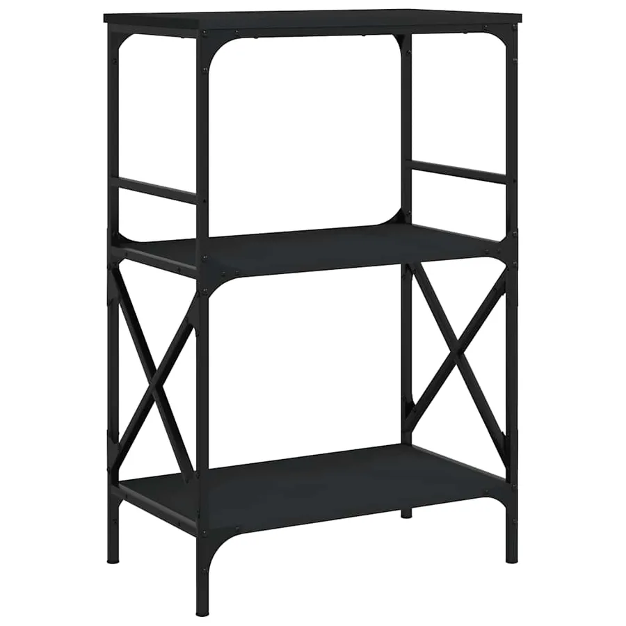 Bibliothèque à 3 niveaux noir 59x35x90,5 cm bois d'ingénierie - 2