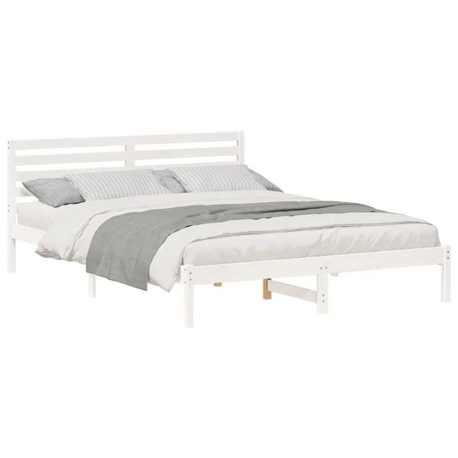 Cadre de lit avec tête de lit Blanc 160 x 220 cm Pin massif - 2