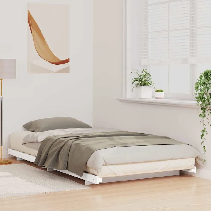 Cadre de lit Blanc 90 x 210 cm Pin massif - 3