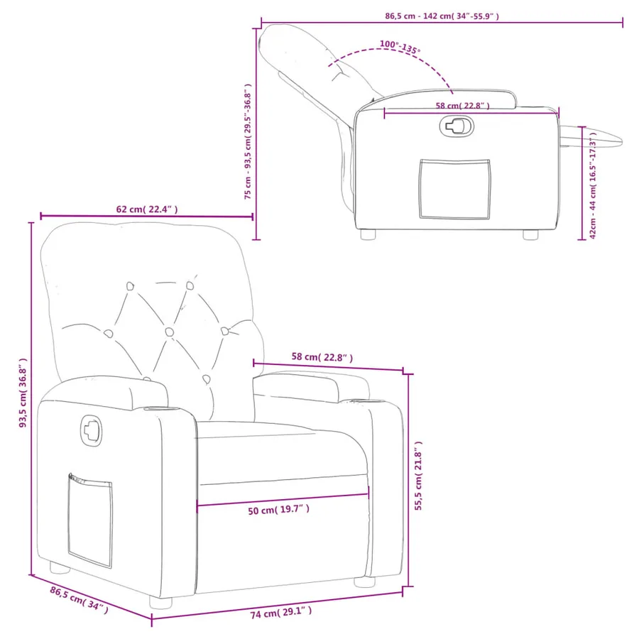 Fauteuil inclinable Noir Tissu - 11