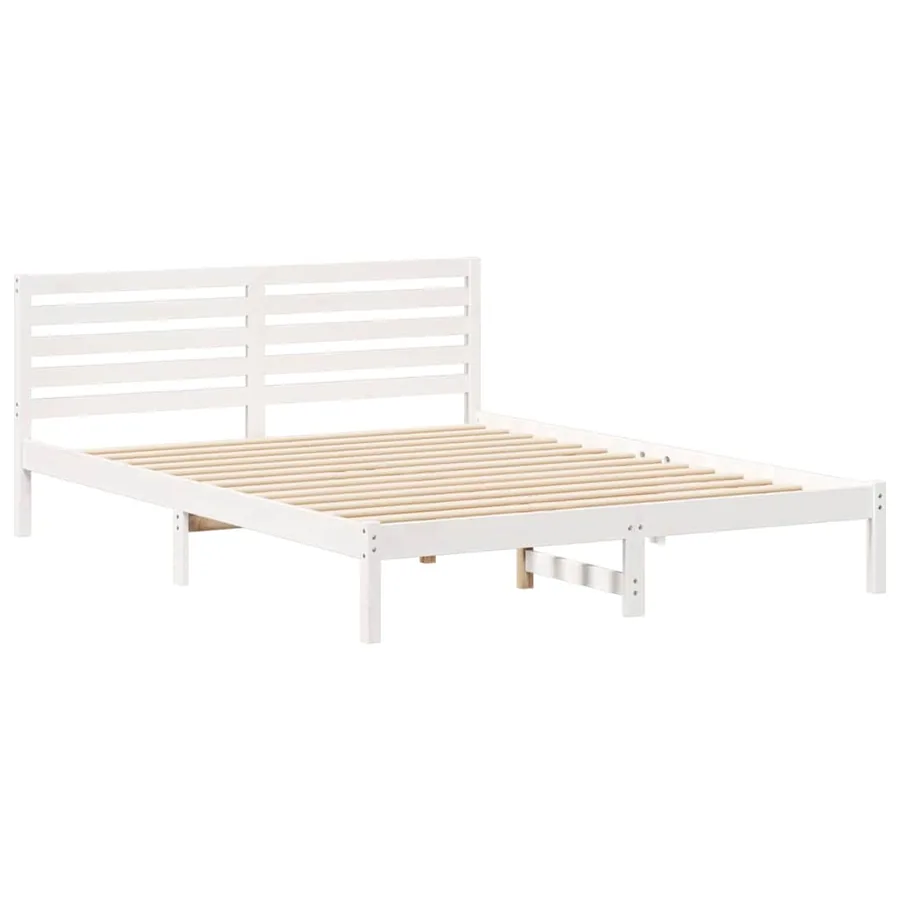 Cadre de lit avec tête de lit Blanc 160 x 210 cm Pin massif - 4