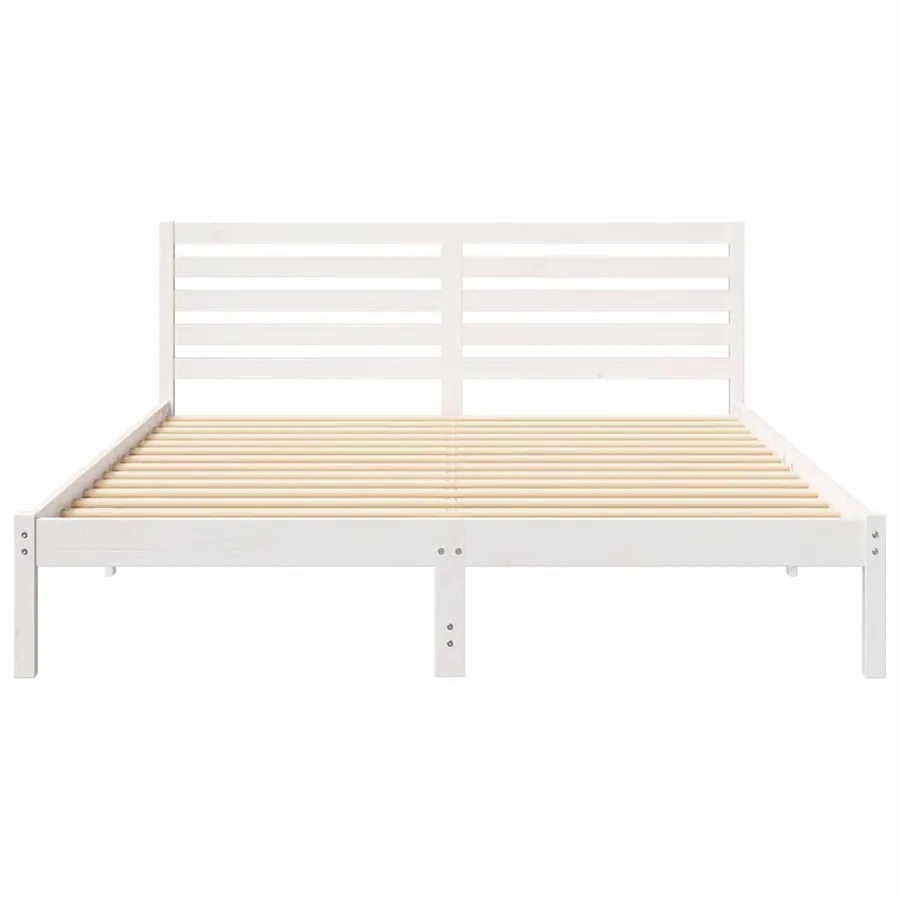 Cadre de lit avec tête de lit Blanc 160 x 210 cm Pin massif - 5