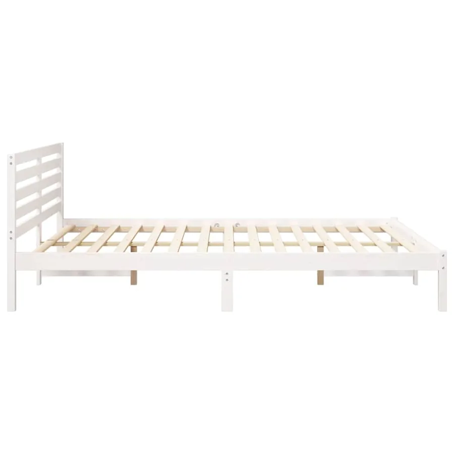 Cadre de lit avec tête de lit Blanc 160 x 210 cm Pin massif - 6