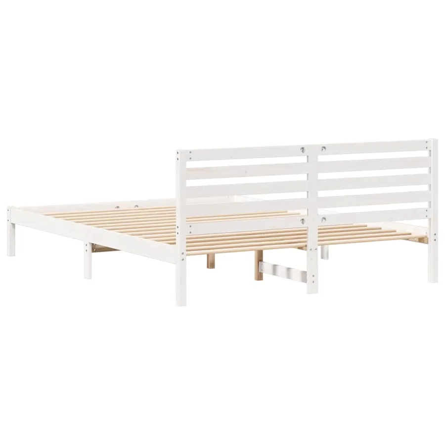 Cadre de lit avec tête de lit Blanc 160 x 210 cm Pin massif - 7