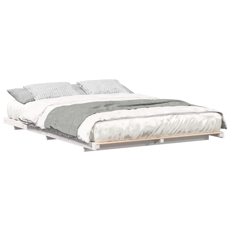 Cadre de lit Blanc 140 x 220 cm Pin massif - 2