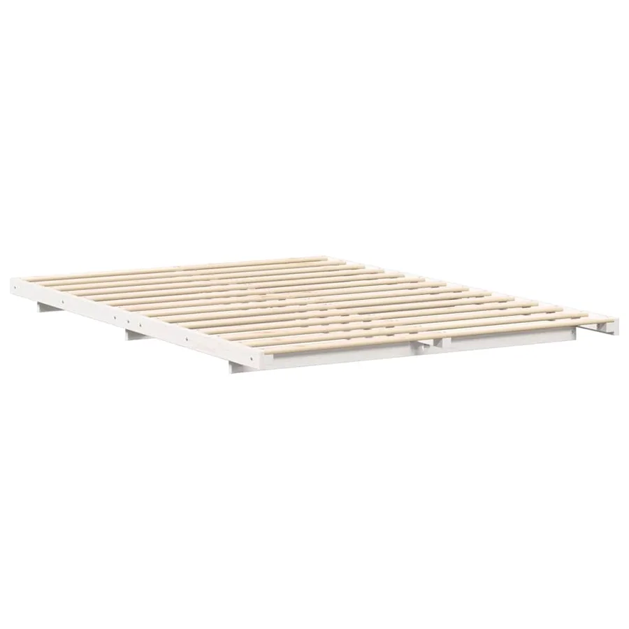 Cadre de lit Blanc 140 x 220 cm Pin massif - 7